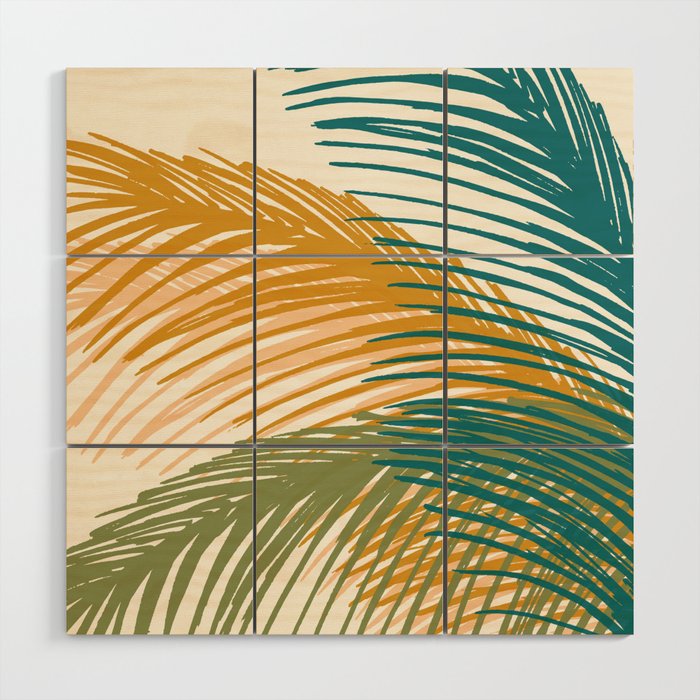 Golden Hour Palms Modern Botanical Wood Wall Art Gallery Image 1
