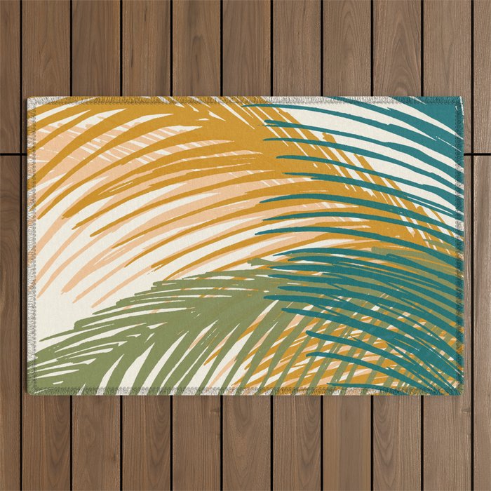 Golden Hour Palms Modern Botanical Outdoor Rug Gallery Image 1