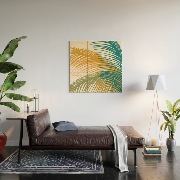 Golden Hour Palms Modern Botanical Wood Wall Art Gallery Image 2
