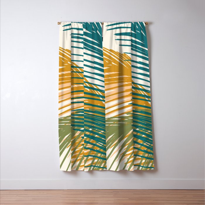 Golden Hour Palms Modern Botanical Window Curtain Gallery Image 3