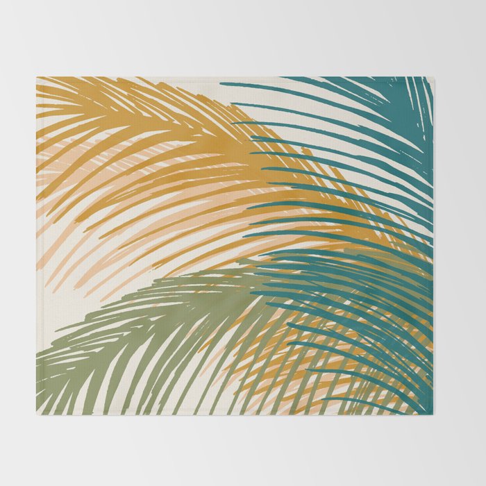 Golden Hour Palms Modern Botanical Throw Blanket Gallery Image 2
