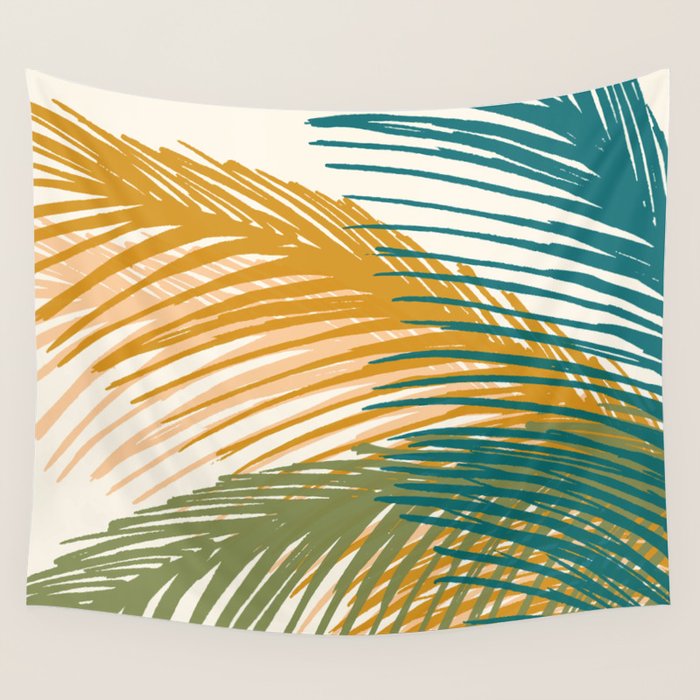 Golden Hour Palms Modern Botanical Wall Tapestry Gallery Image 4