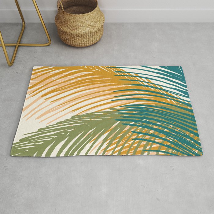 Golden Hour Palms Modern Botanical Rug Gallery Image 1