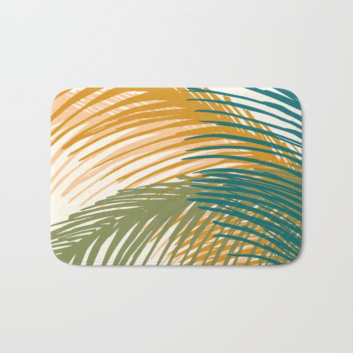 Golden Hour Palms Modern Botanical Bath Mat Gallery Image 1