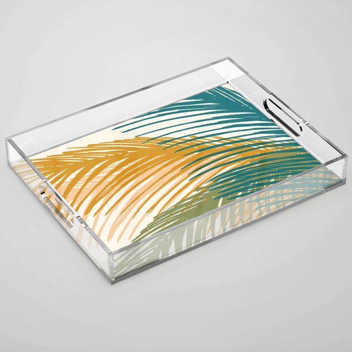 Golden Hour Palms Modern Botanical Acrylic Tray Gallery Image 1