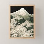 Japanese Floral Wall Art Mountain Poster Sage Green Wabi Sabi japandi  botanical Flower Painting Mini Art Print Gallery Image 1