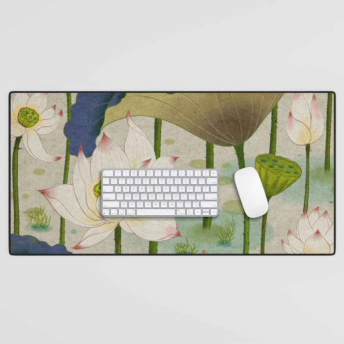 Lotus flowers B - Minhwa-Korean traditional/folk art Desk Mat Gallery Image 1
