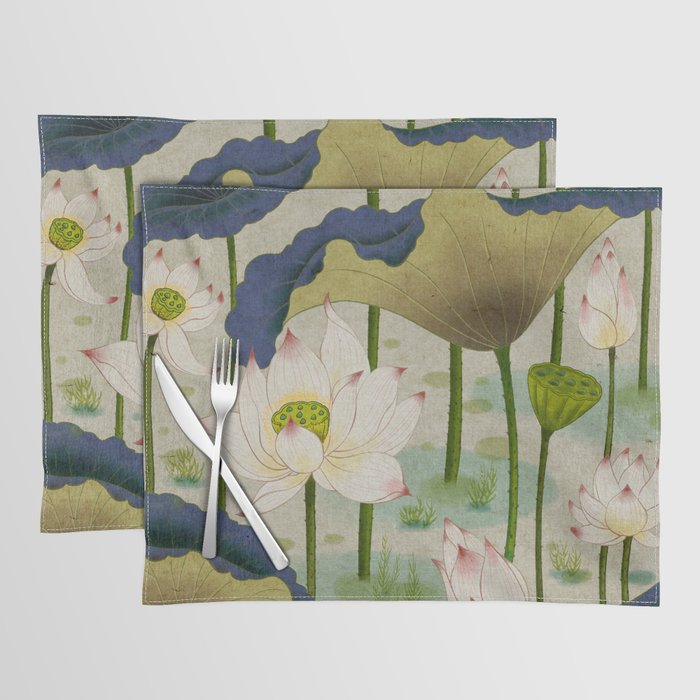 Lotus flowers B - Minhwa-Korean traditional/folk art Placemat Gallery Image 1