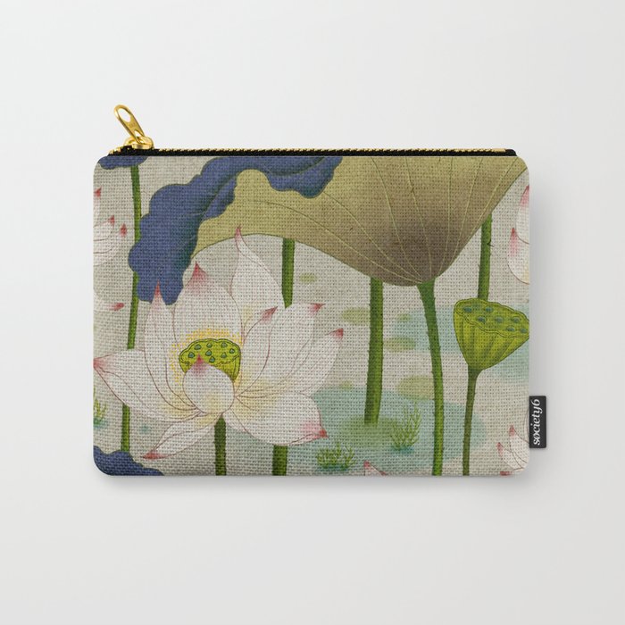 Lotus flowers B - Minhwa-Korean traditional/folk art Carry All Pouch Gallery Image 1