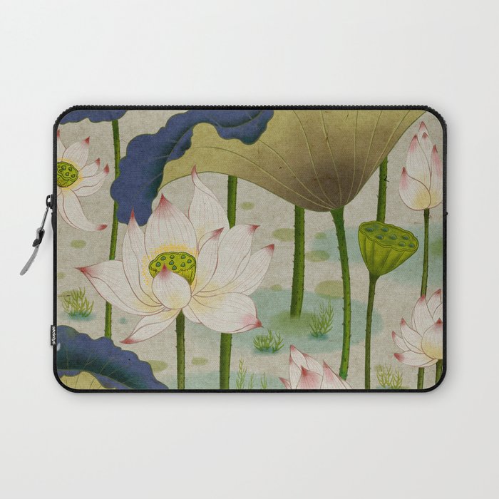 Lotus flowers B - Minhwa-Korean traditional/folk art Laptop Sleeve Gallery Image 1