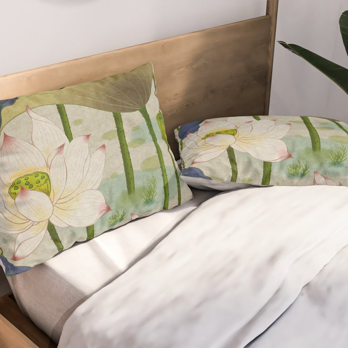 Lotus flowers B - Minhwa-Korean traditional/folk art Pillow Sham Gallery Image 2