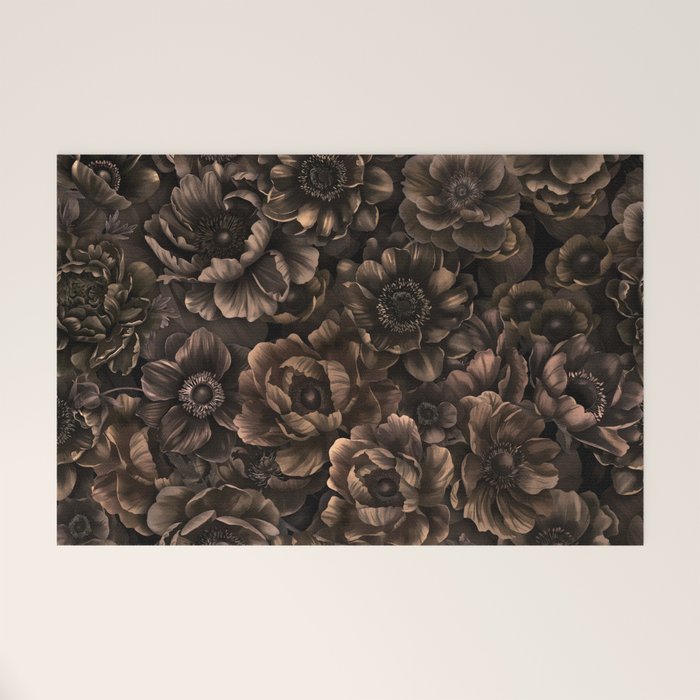 Nocturnal Twilight Brown Petals Floral Elegance Welcome Mat Gallery Image 1