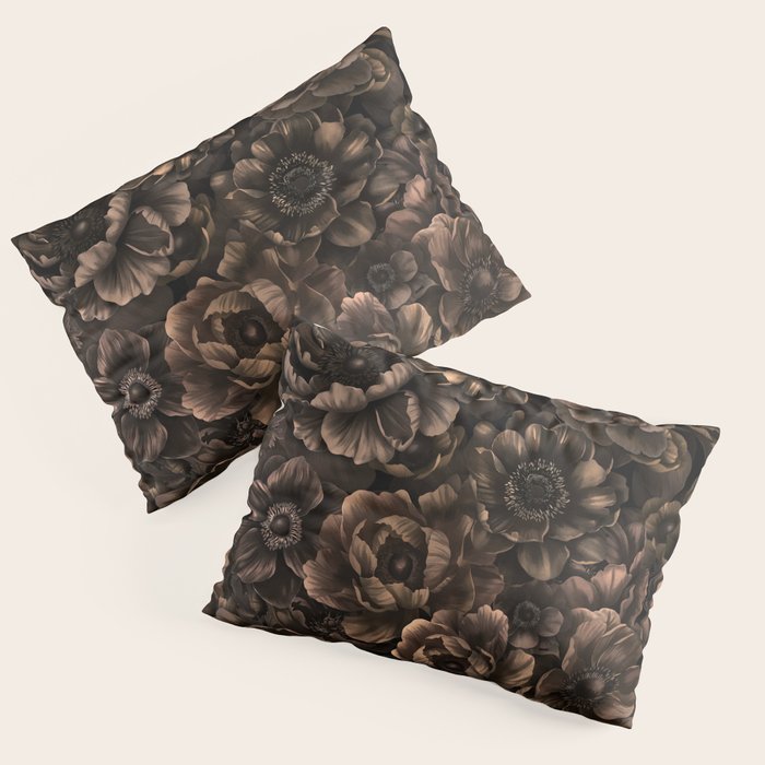 Nocturnal Twilight Brown Petals Floral Elegance Pillow Sham Gallery Image 3