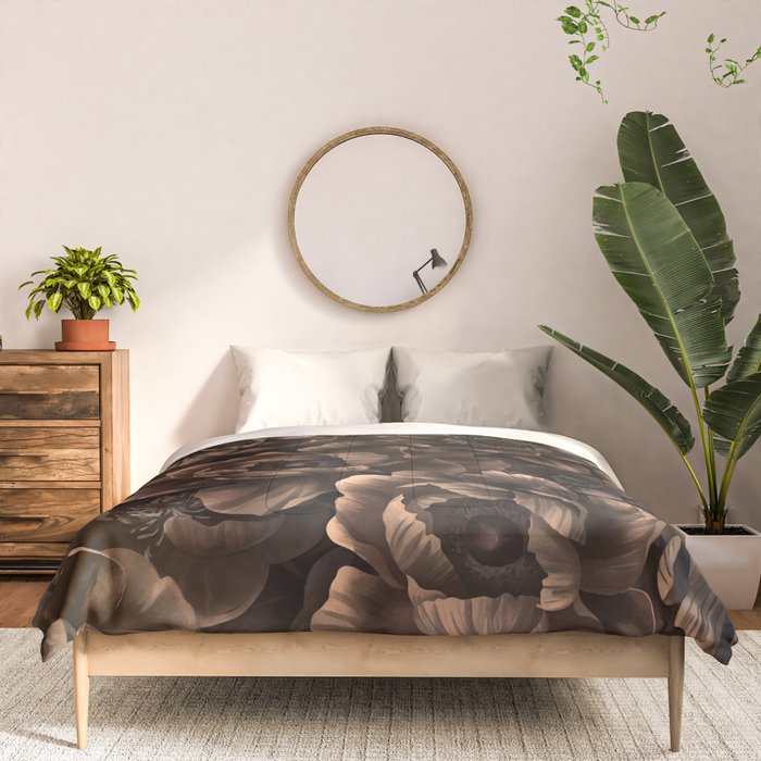 Nocturnal Twilight Brown Petals Floral Elegance Comforter Gallery Image 3