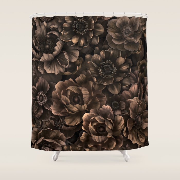 Nocturnal Twilight Brown Petals Floral Elegance Shower Curtain Gallery Image 1