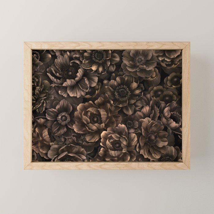 Nocturnal Twilight Brown Petals Floral Elegance Mini Art Print Gallery Image 1