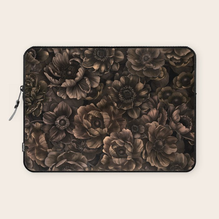 Nocturnal Twilight Brown Petals Floral Elegance Laptop Sleeve Gallery Image 1