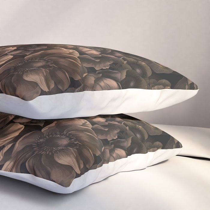 Nocturnal Twilight Brown Petals Floral Elegance Pillow Sham Gallery Image 3