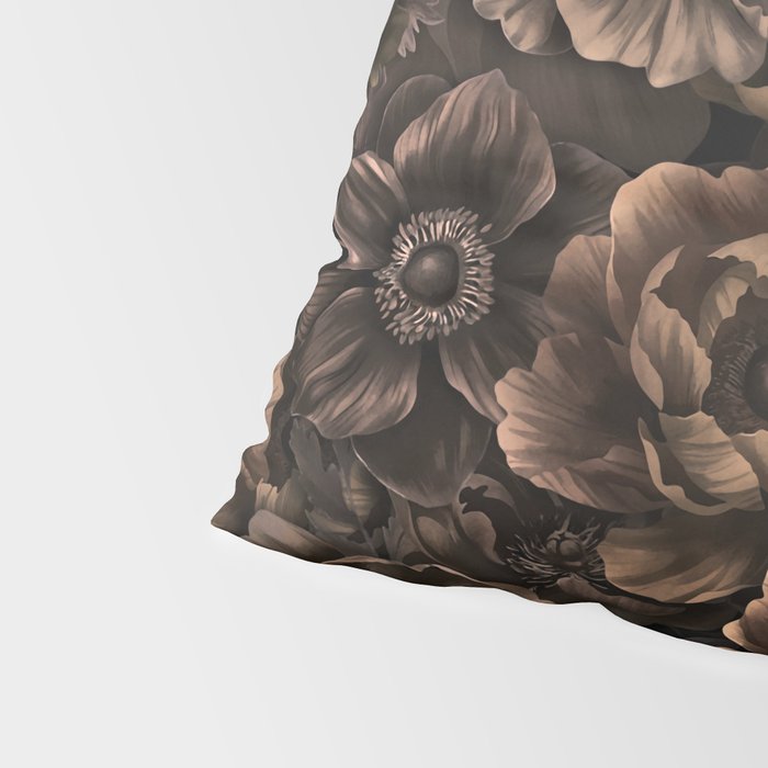 Nocturnal Twilight Brown Petals Floral Elegance Pillow Sham Gallery Image 4