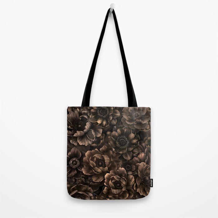 Nocturnal Twilight Brown Petals Floral Elegance Tote Bag Gallery Image 2