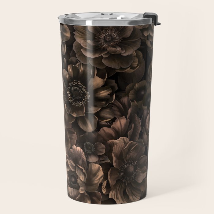 Nocturnal Twilight Brown Petals Floral Elegance Travel Mug Gallery Image 2
