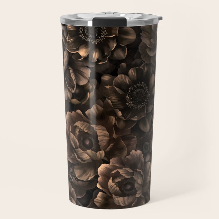 Nocturnal Twilight Brown Petals Floral Elegance Travel Mug Gallery Image 1
