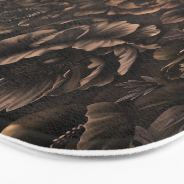 Nocturnal Twilight Brown Petals Floral Elegance Bath Mat Gallery Image 3