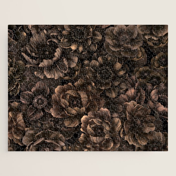 Nocturnal Twilight Brown Petals Floral Elegance Jigsaw Puzzle Gallery Image 1