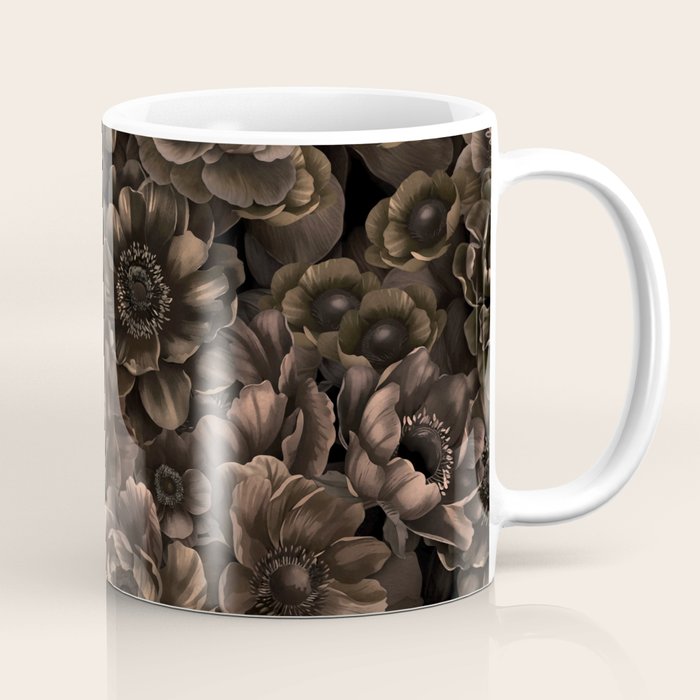 Nocturnal Twilight Brown Petals Floral Elegance Coffee Mug Gallery Image 1