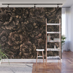 Nocturnal Twilight Brown Petals Floral Elegance Wall Mural Gallery Image 1