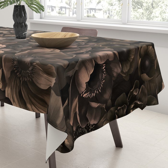 Nocturnal Twilight Brown Petals Floral Elegance Tablecloth Gallery Image 3