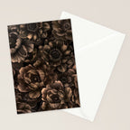 Nocturnal Twilight Brown Petals Floral Elegance Stationery Card Gallery Image 2