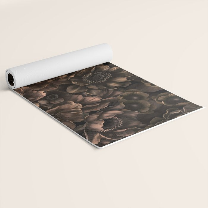 Nocturnal Twilight Brown Petals Floral Elegance Yoga Mat Gallery Image 2
