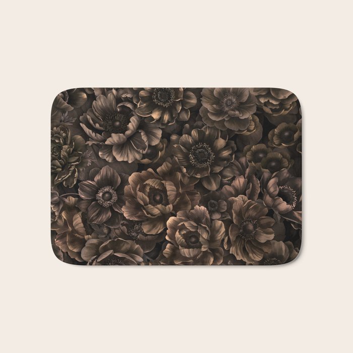 Nocturnal Twilight Brown Petals Floral Elegance Bath Mat Gallery Image 1