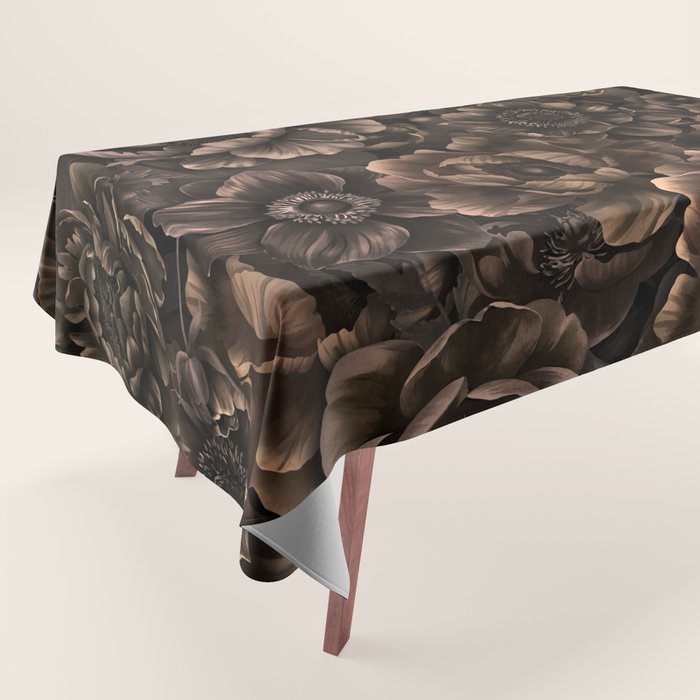 Nocturnal Twilight Brown Petals Floral Elegance Tablecloth Gallery Image 1