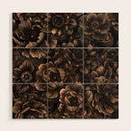 Nocturnal Twilight Brown Petals Floral Elegance Wood Wall Art Gallery Image 1