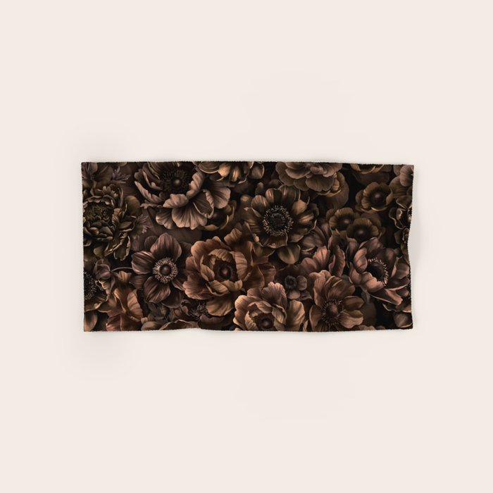 Nocturnal Twilight Brown Petals Floral Elegance Bath Towel Gallery Image 1