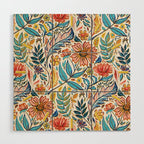 Vivid Colorful Art Nouveau Floral Wood Wall Art Gallery Image 1