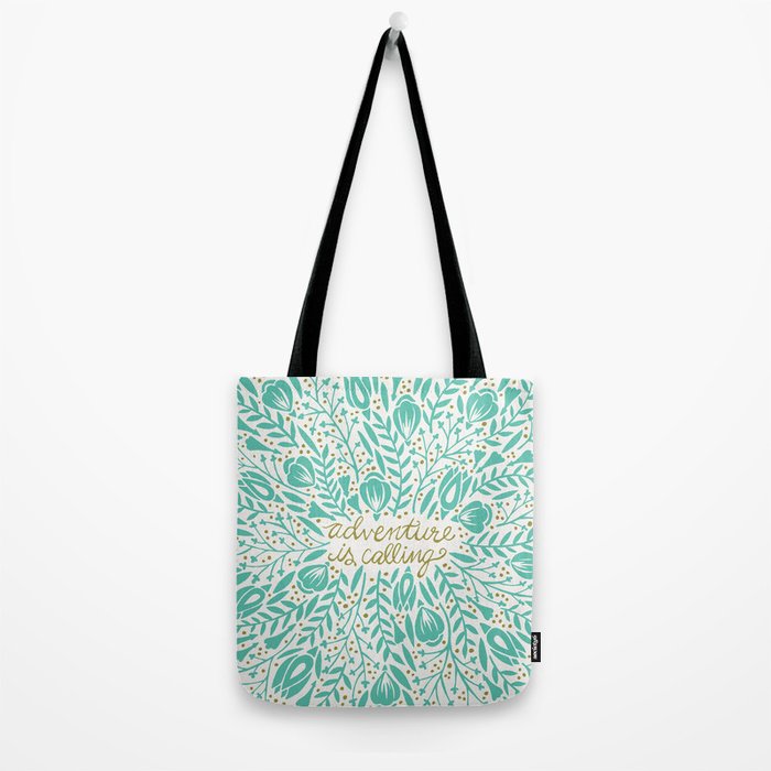 Adventure is Calling - Turquoise & Gold Palette Tote Bag Gallery Image 2