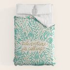 Adventure is Calling - Turquoise & Gold Palette Duvet Cover Gallery Image 6