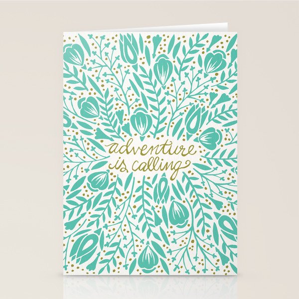 Adventure is Calling - Turquoise & Gold Palette Stationery Card Gallery Image 2