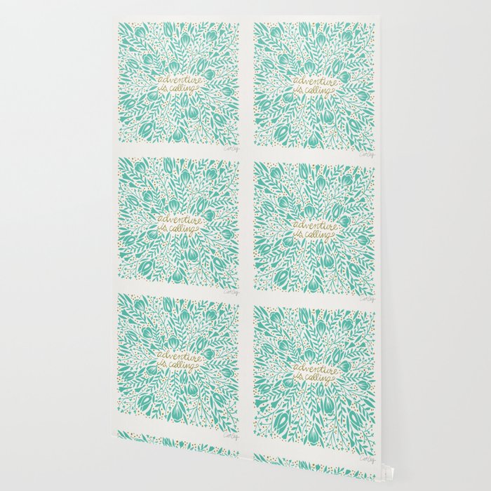 Adventure is Calling - Turquoise & Gold Palette Wallpaper Gallery Image 2