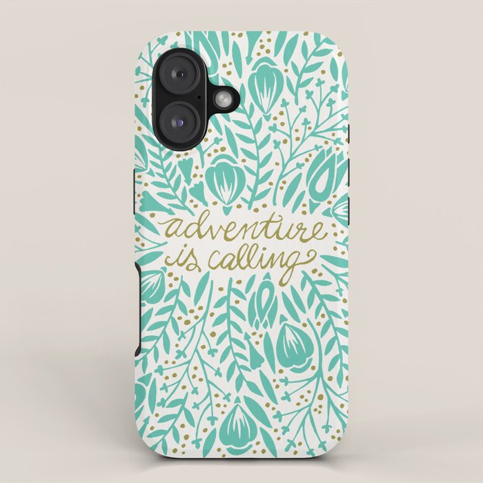 Adventure is Calling - Turquoise & Gold Palette iPhone Case Gallery Image 1