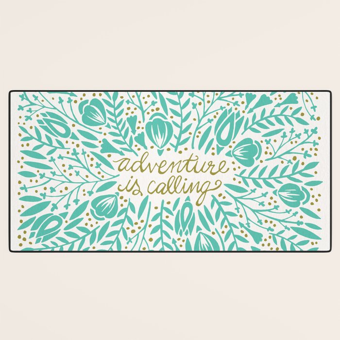 Adventure is Calling - Turquoise & Gold Palette Desk Mat Gallery Image 3