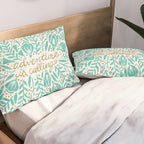 Adventure is Calling - Turquoise & Gold Palette Pillow Sham Gallery Image 2