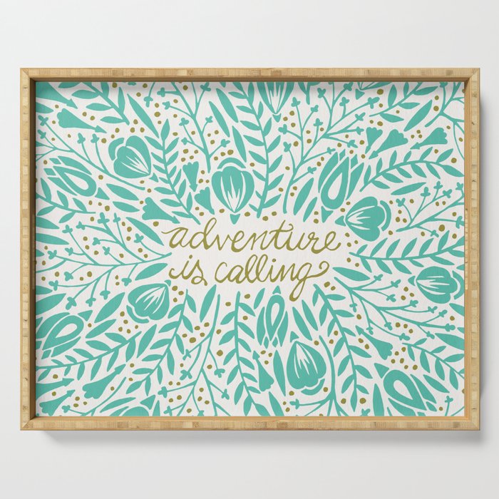 Adventure is Calling - Turquoise & Gold Palette Serving Tray Gallery Image 1