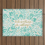 Adventure is Calling - Turquoise & Gold Palette Outdoor Rug Gallery Image 1