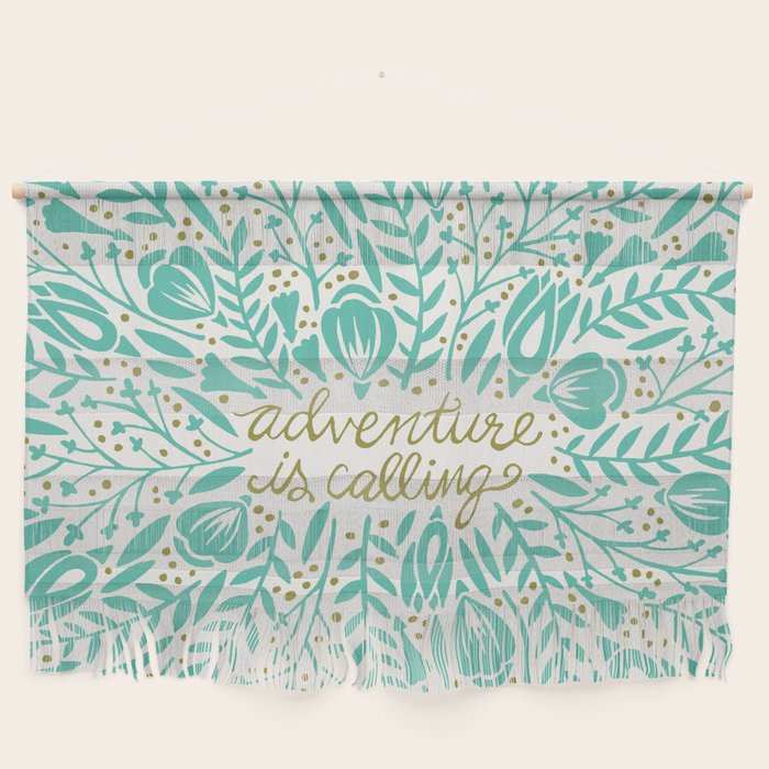 Adventure is Calling - Turquoise & Gold Palette Wall Hanging Gallery Image 1