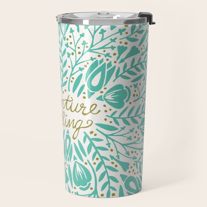 Adventure is Calling - Turquoise & Gold Palette Travel Mug Gallery Image 2