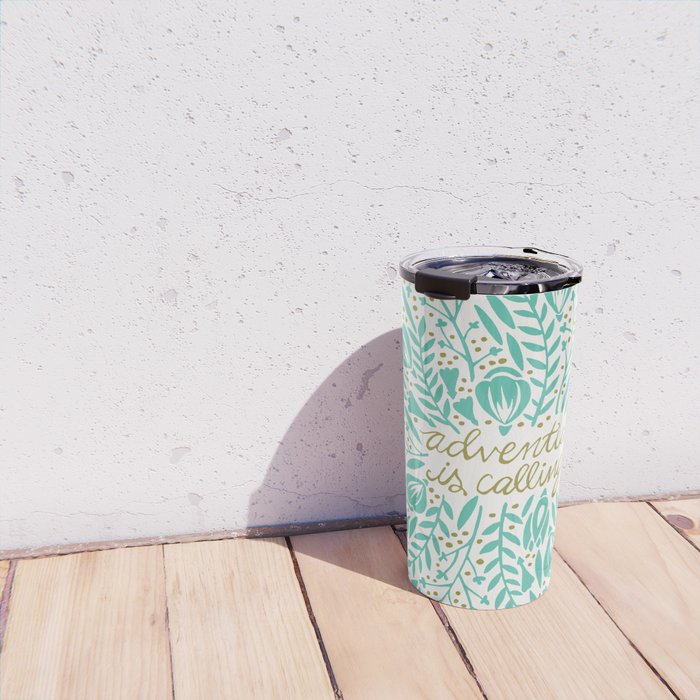 Adventure is Calling - Turquoise & Gold Palette Travel Mug Gallery Image 4